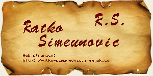 Ratko Simeunović vizit kartica